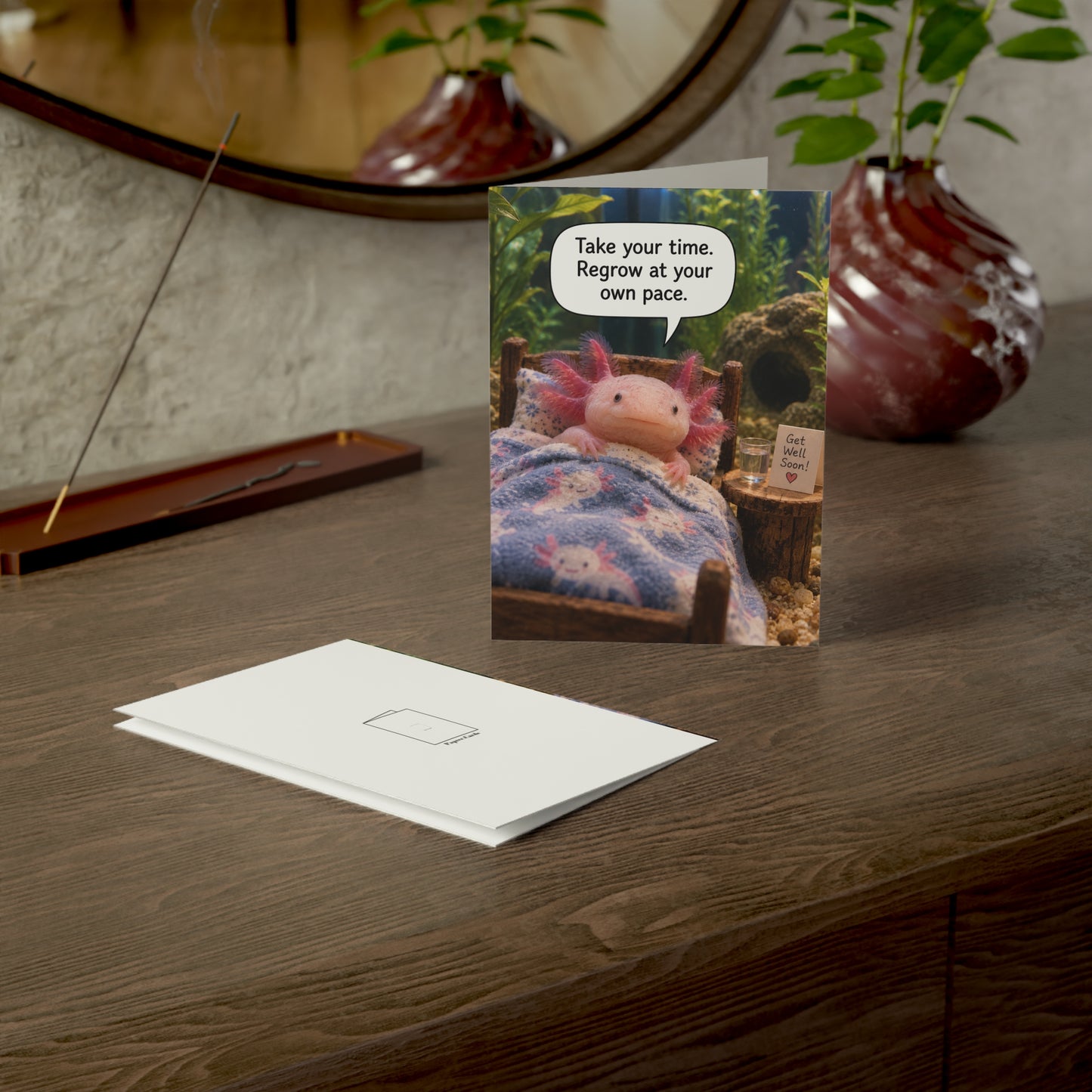 Axolotl Get Well Soon Card | Funny Cute Recovery Feel Better Greeting Card