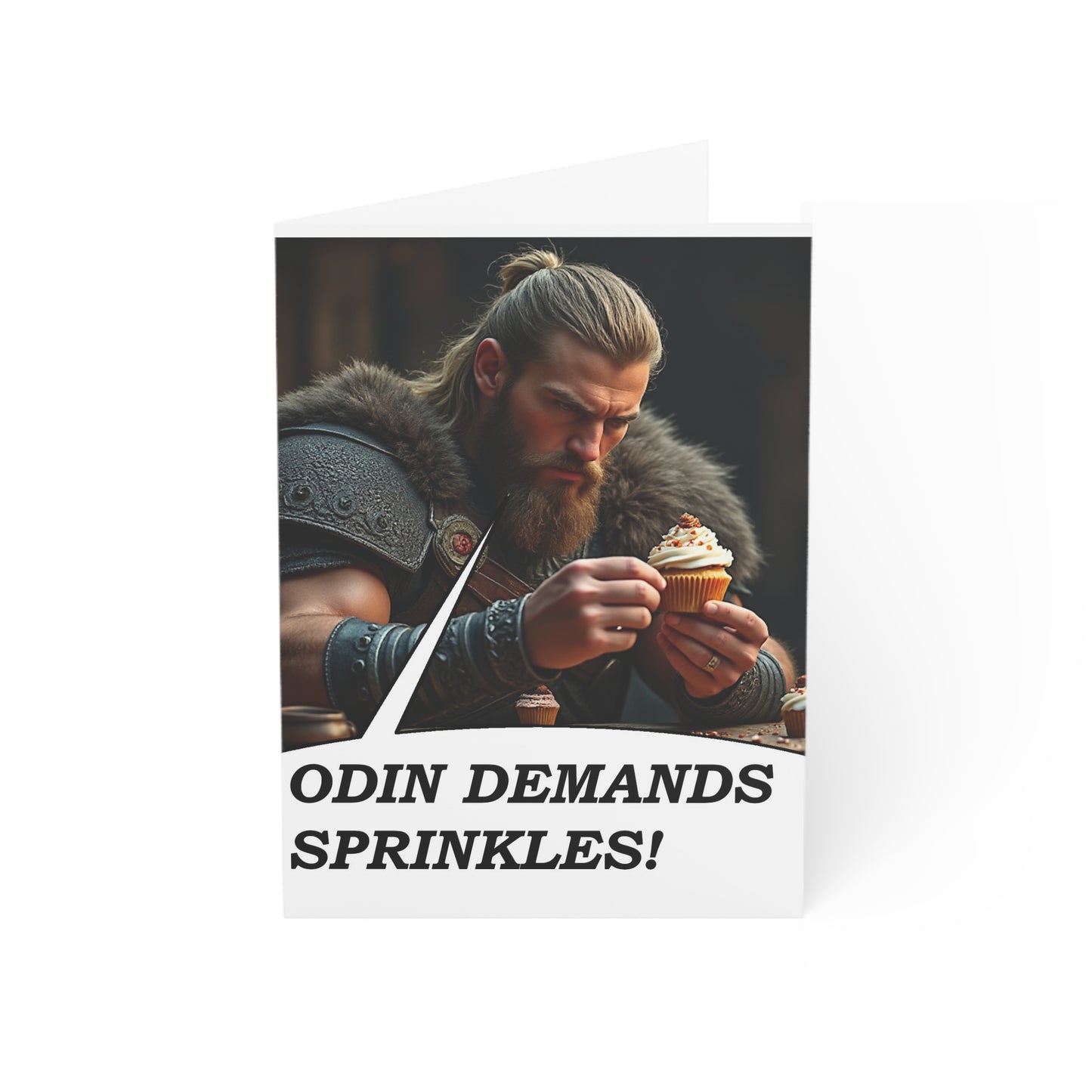 Funny Viking Birthday Card | Norse Warrior Cupcake Greeting Card