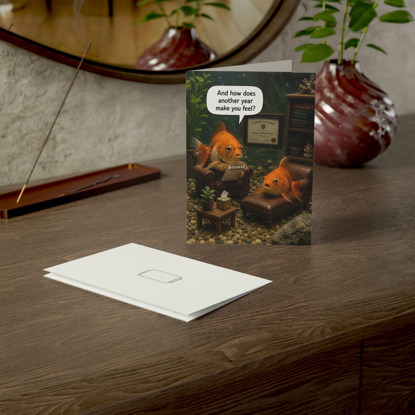 Goldfish Therapist Birthday Card | Funny Fish Psychologist Therapy Greeting Card