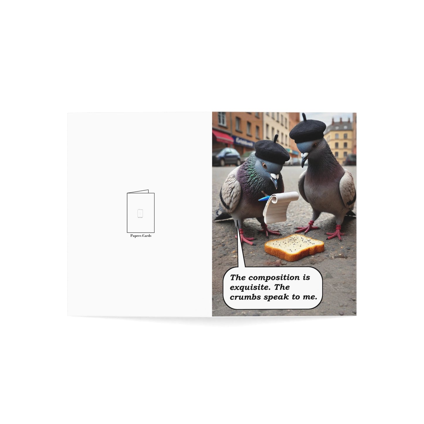 Pigeon Art Critics Birthday Card | Funny Modern Art Gallery Birds Greeting Card