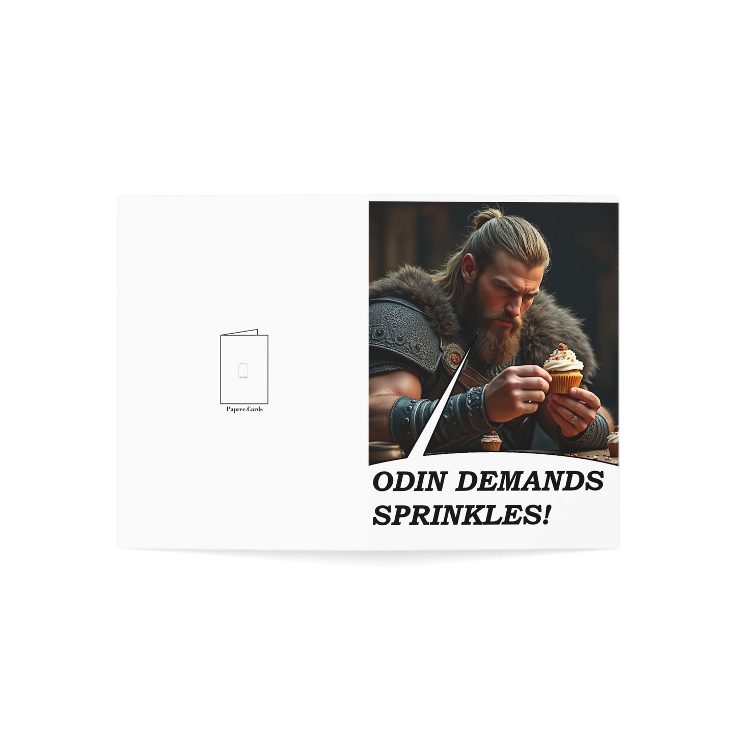 Funny Viking Birthday Card | Norse Warrior Cupcake Greeting Card