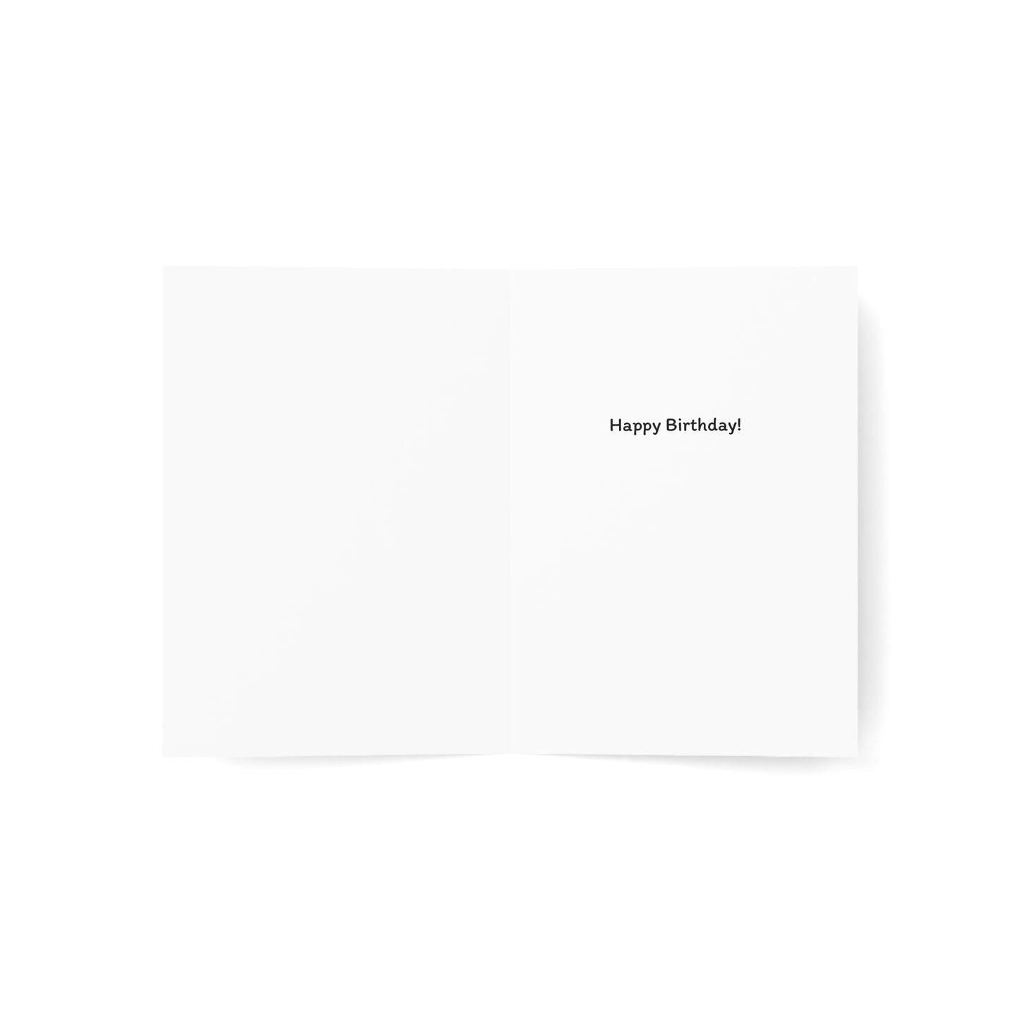 White card with 'Happy Birthday!' text on a white background