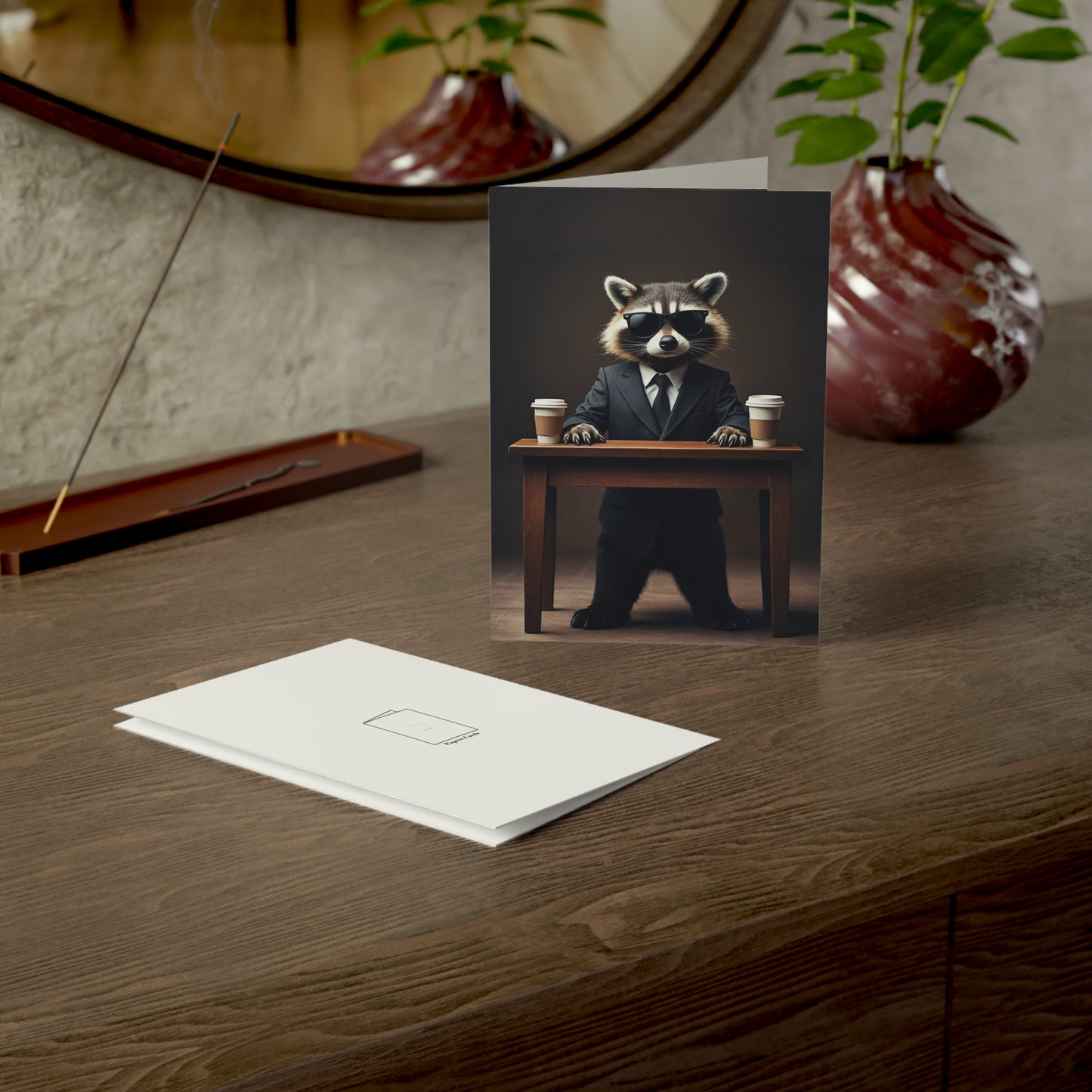 Night Shift Raccoon Birthday Card | Funny Coffee Lover Professional Greeting Card