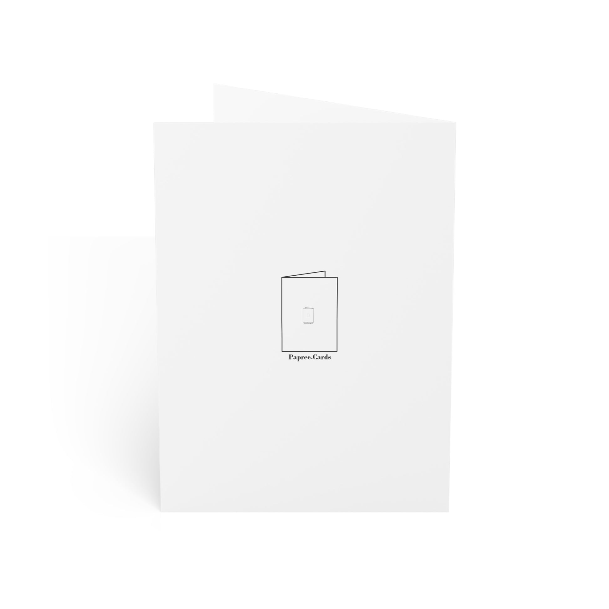 White greeting card with a small square cutout and 'Papree.Cards' branding on a white background