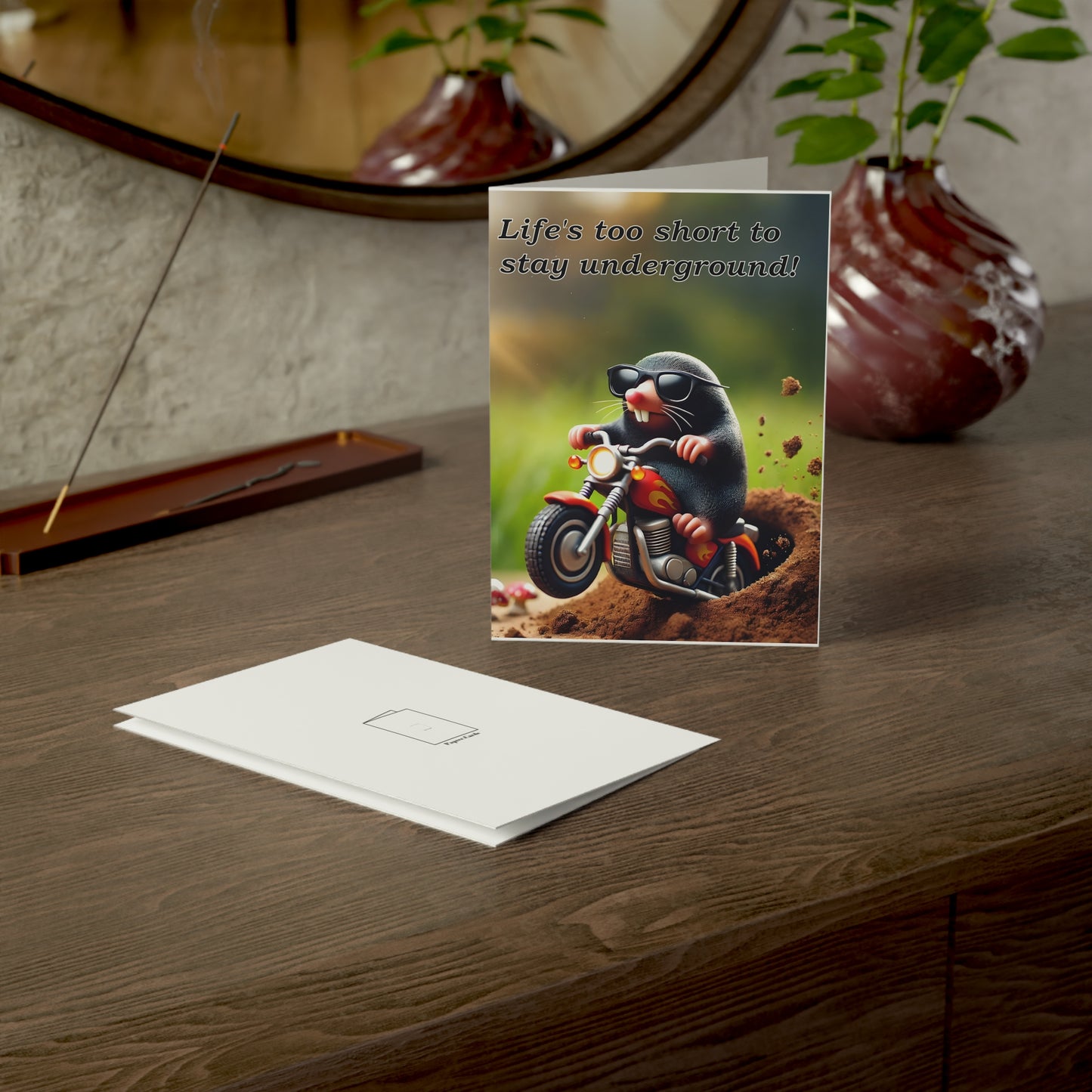 Midlife Crisis Mole Birthday Card | Funny Adventure Motorcycle Biker Greeting Card