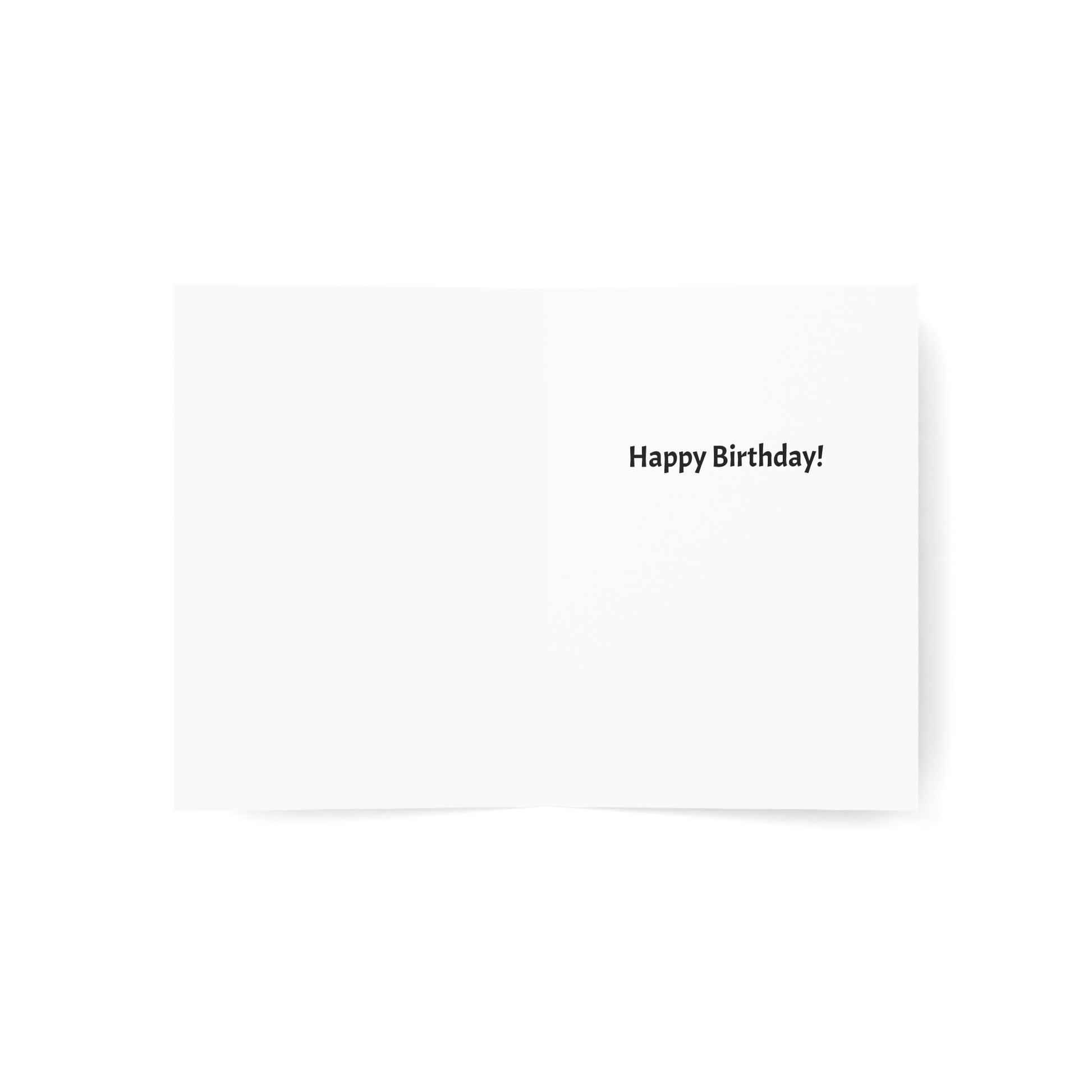 White card with 'Happy Birthday!' text on a white background