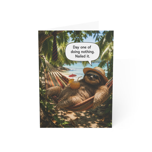 Funny Sloth Retirement Card | Happy Retirement Congratulations Greeting Card