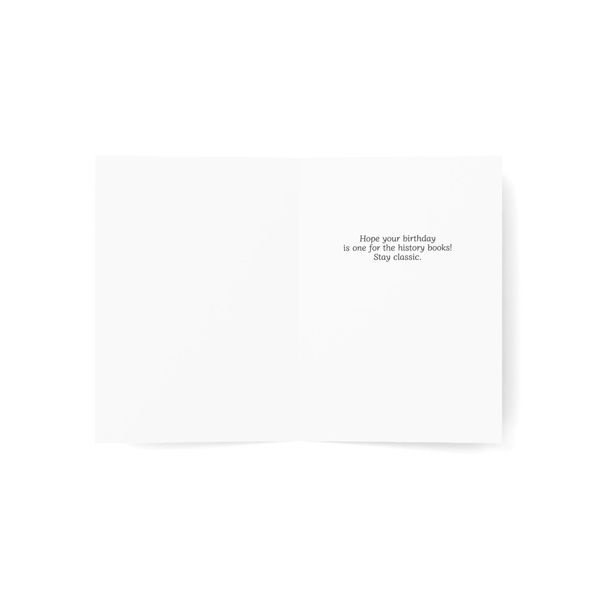 White card with black text on a white background