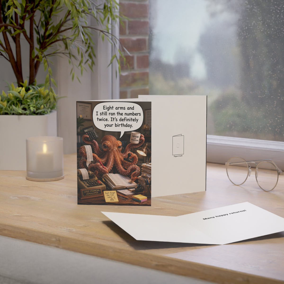 Octopus Accountant Birthday Card | Funny CPA Tax Season Bookkeeper Greeting Card