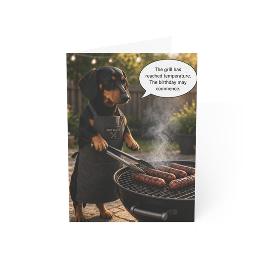 Dad Birthday Card Funny | Dachshund BBQ Grill Birthday Card for Dad | Sausage Dog Grilling Card | Wiener Dog Lover
