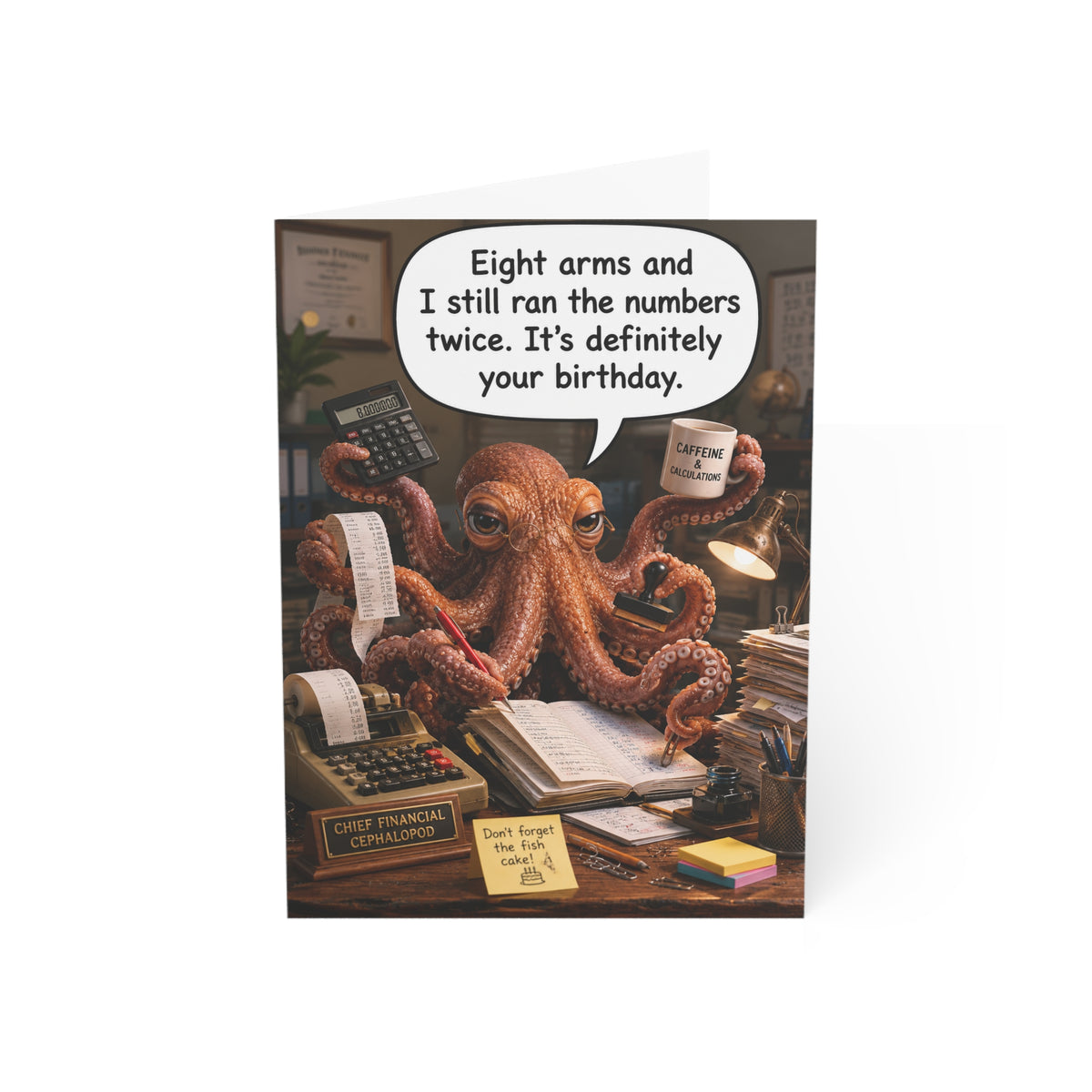 Octopus Accountant Birthday Card | Funny CPA Tax Season Bookkeeper Greeting Card