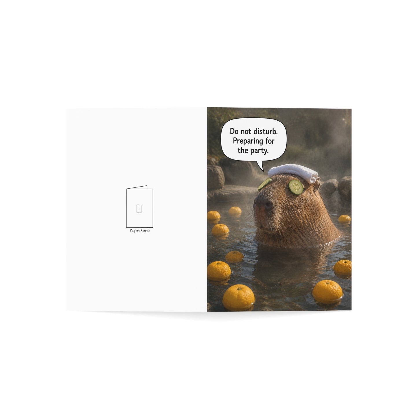 Capybara Spa Birthday Card | Funny Hot Spring Relaxation Self Care Greeting Card