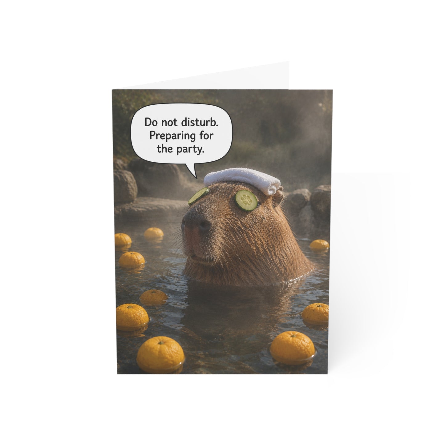 Capybara Spa Birthday Card | Funny Hot Spring Relaxation Self Care Greeting Card