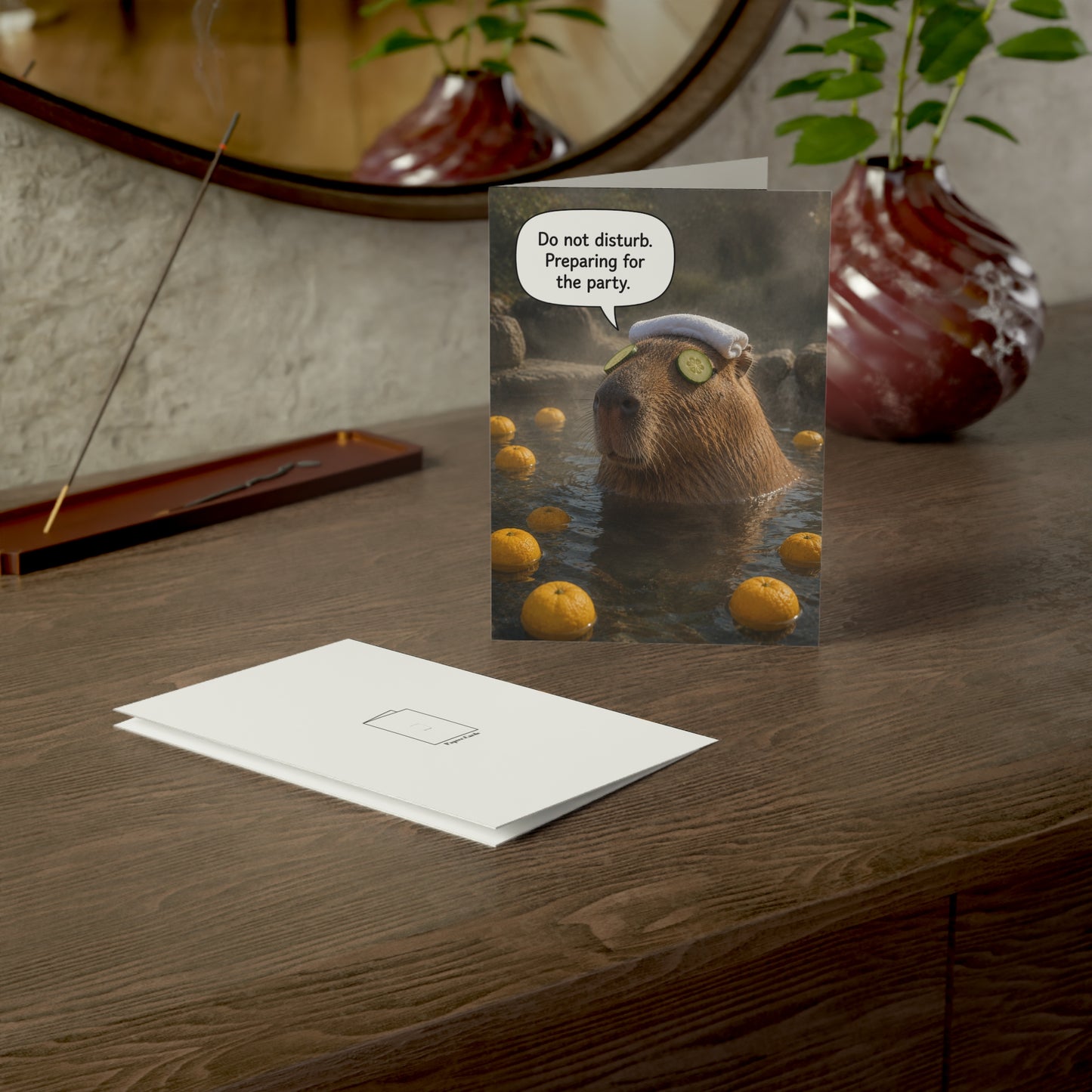 Capybara Spa Birthday Card | Funny Hot Spring Relaxation Self Care Greeting Card