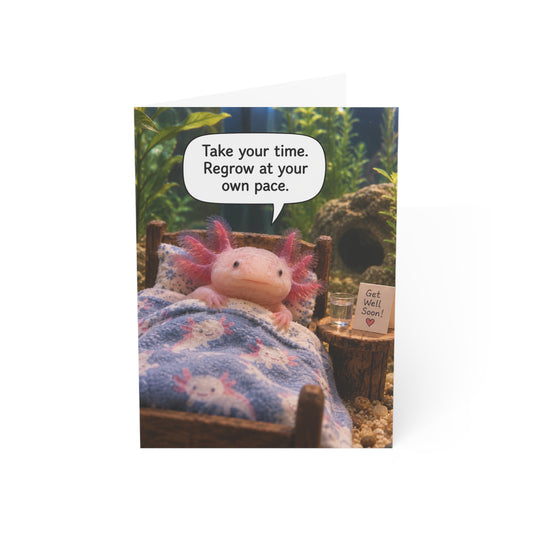 Axolotl Get Well Soon Card | Funny Cute Recovery Feel Better Greeting Card