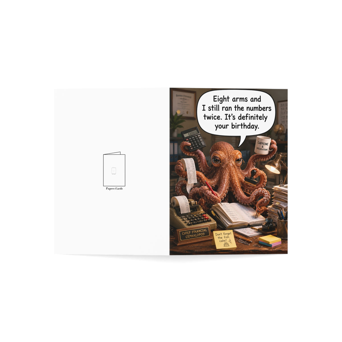 Octopus Accountant Birthday Card | Funny CPA Tax Season Bookkeeper Greeting Card