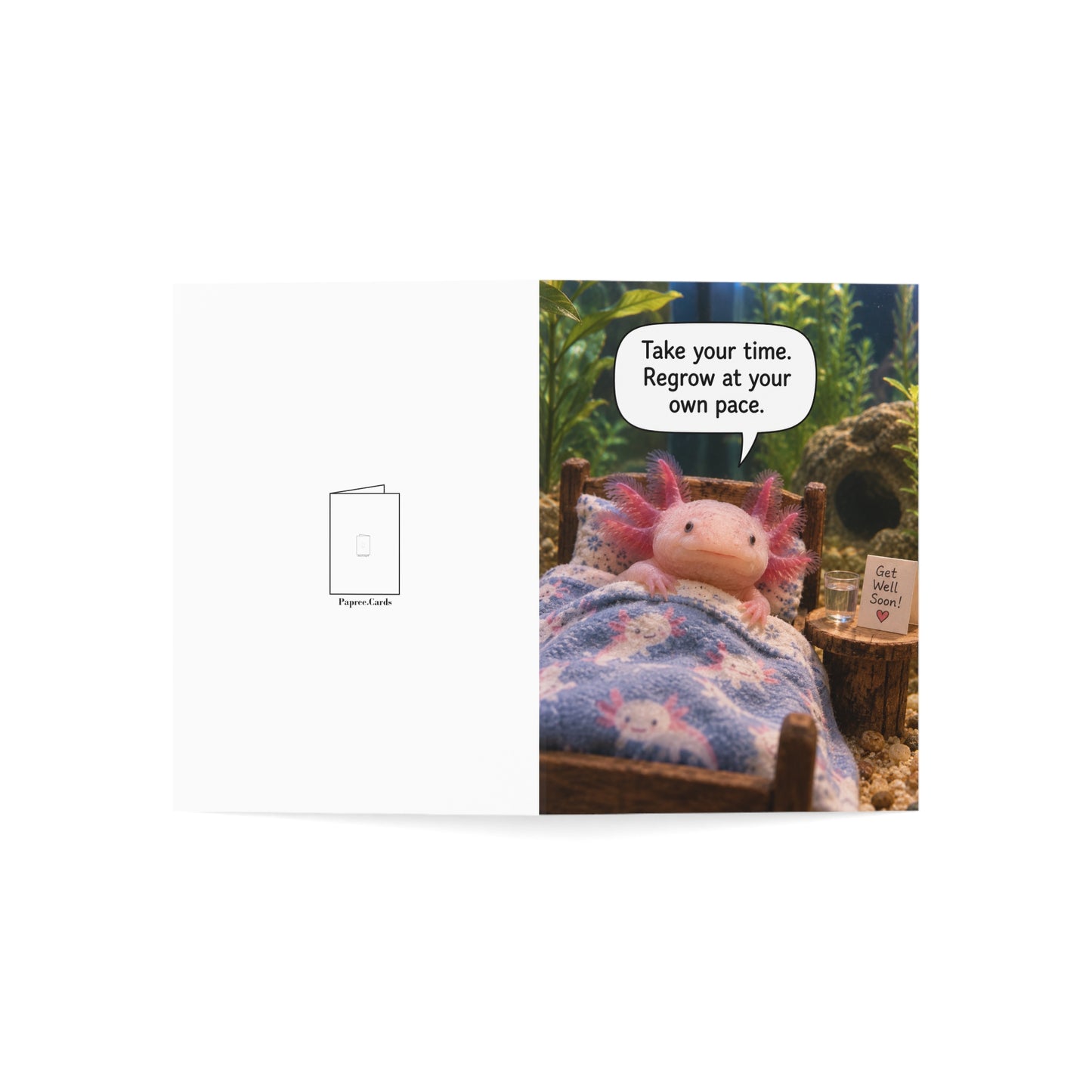 Axolotl Get Well Soon Card | Funny Cute Recovery Feel Better Greeting Card