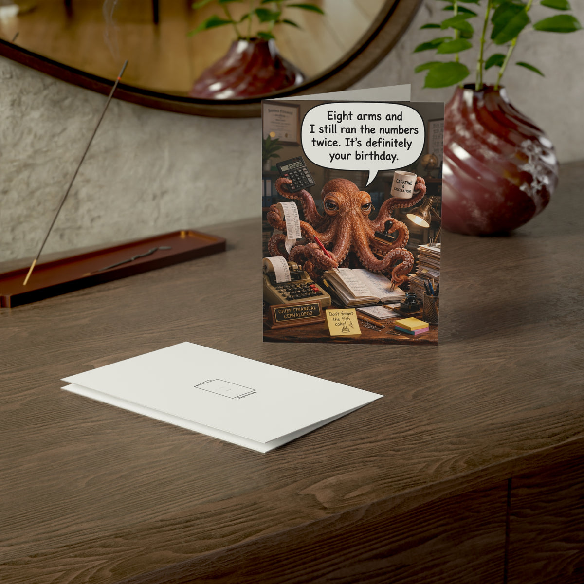 Octopus Accountant Birthday Card | Funny CPA Tax Season Bookkeeper Greeting Card