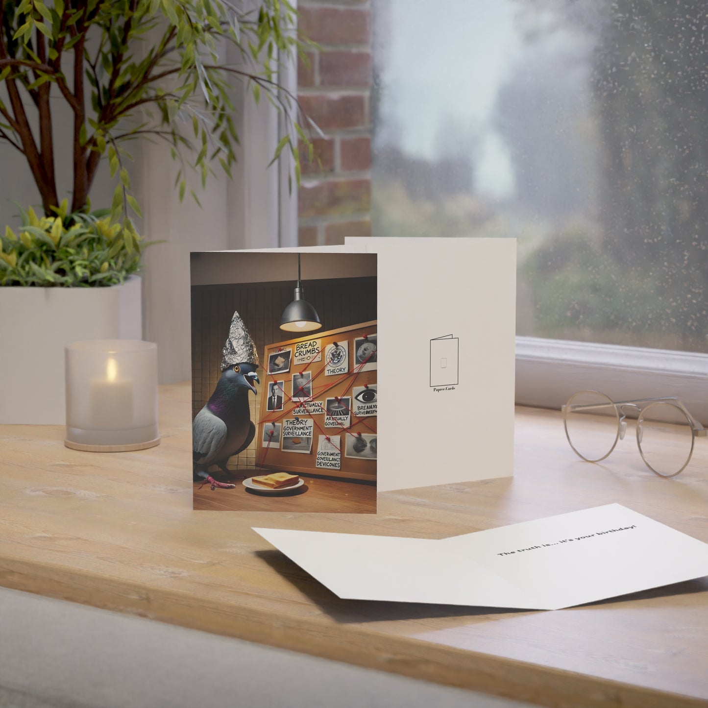 Conspiracy Theory Pigeon Birthday Card | Funny Bird Investigation Detective Greeting Card